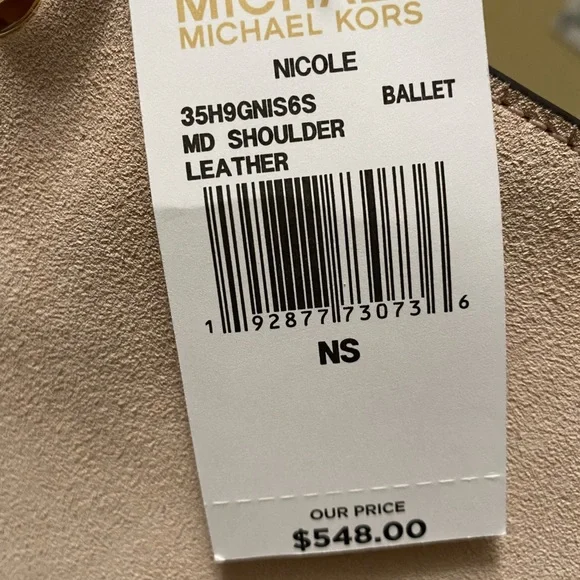 Michael Kors - Nicole Medium Leather Shoulder Bag - Ballet - Picture 12 of 12